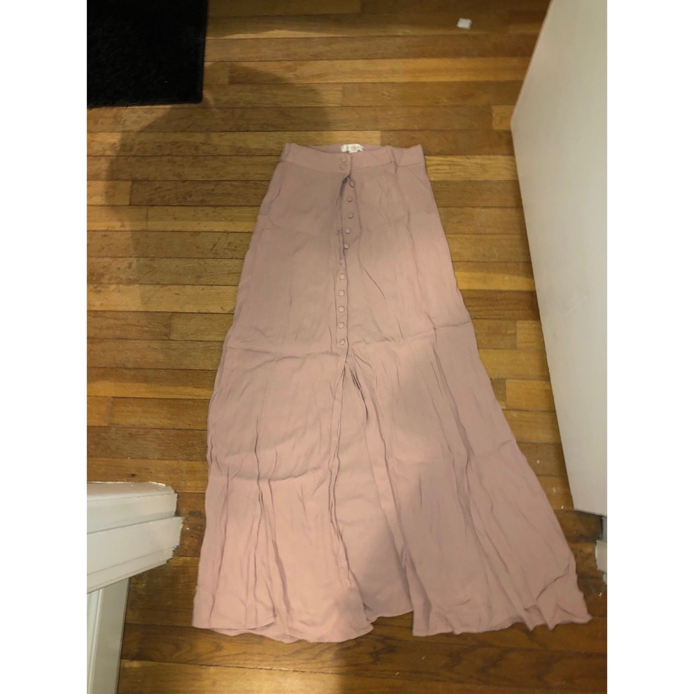 blush pink maxi skirt w/ buttons